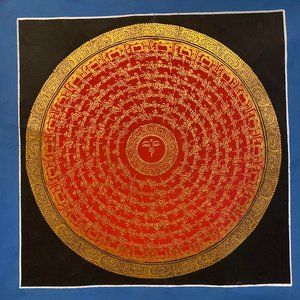 Original Hand-Painted Traditional Tibetan Canvas Mandala Wall Art.